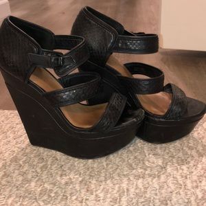 Black lamb python wedges